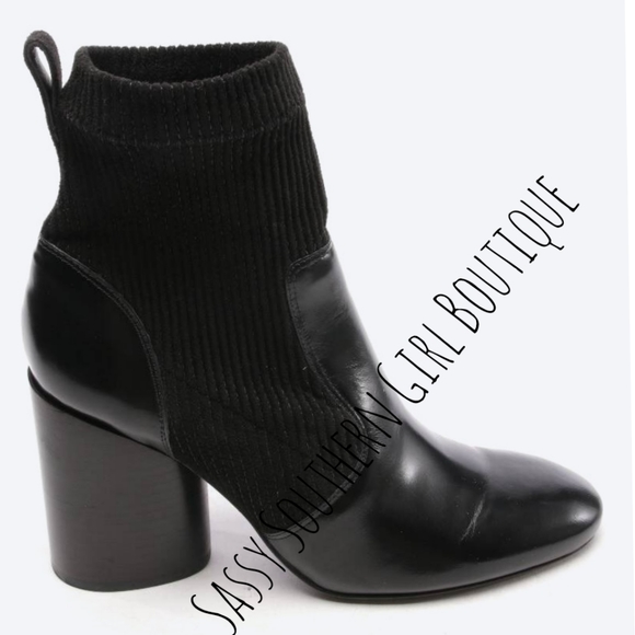 🆕⭐TORY BURCH black patent leather and cord ankle boots - Picture 5 of 16